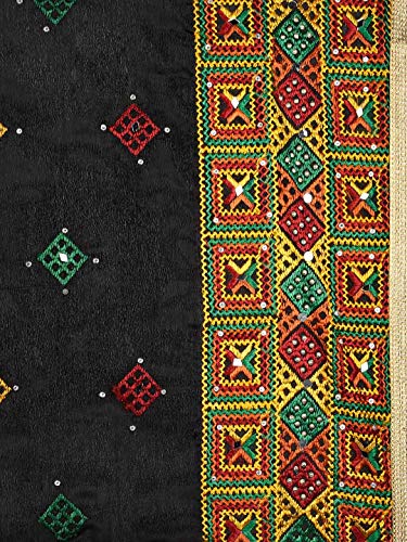 Men's Black & Gold Phulkari Dupatta freeshipping - Dupatta Bazaar