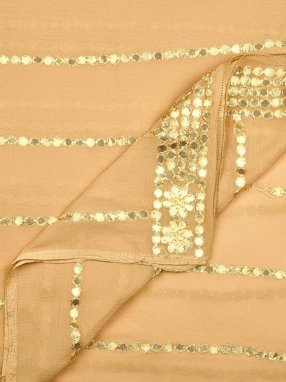 Beige Chiffon Dupatta with Gotta Patti Work. freeshipping - Dupatta Bazaar