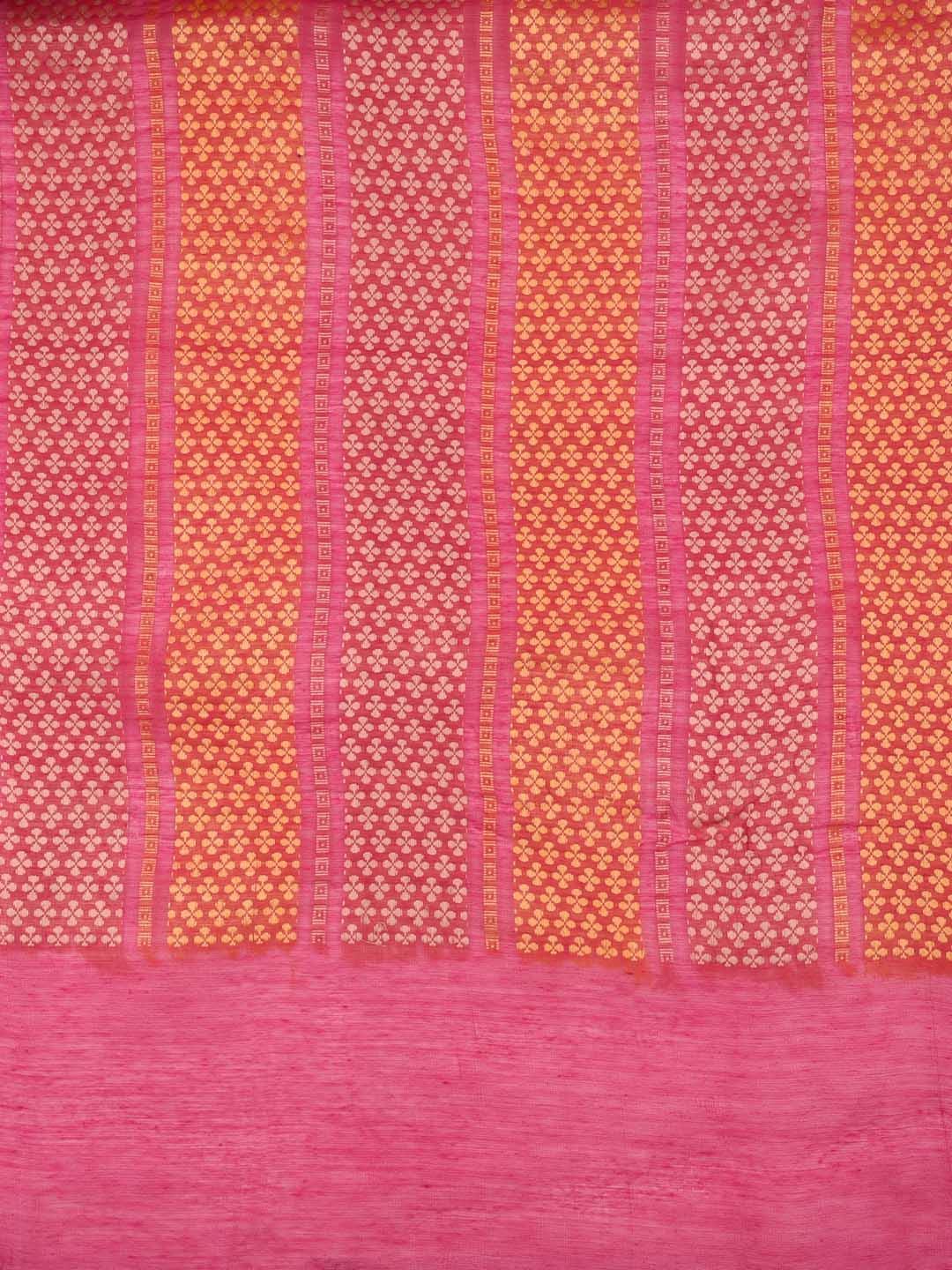 Woven Rani Pink & Yellow Striped Cotton Chanderi Dupatta. freeshipping - Dupatta Bazaar