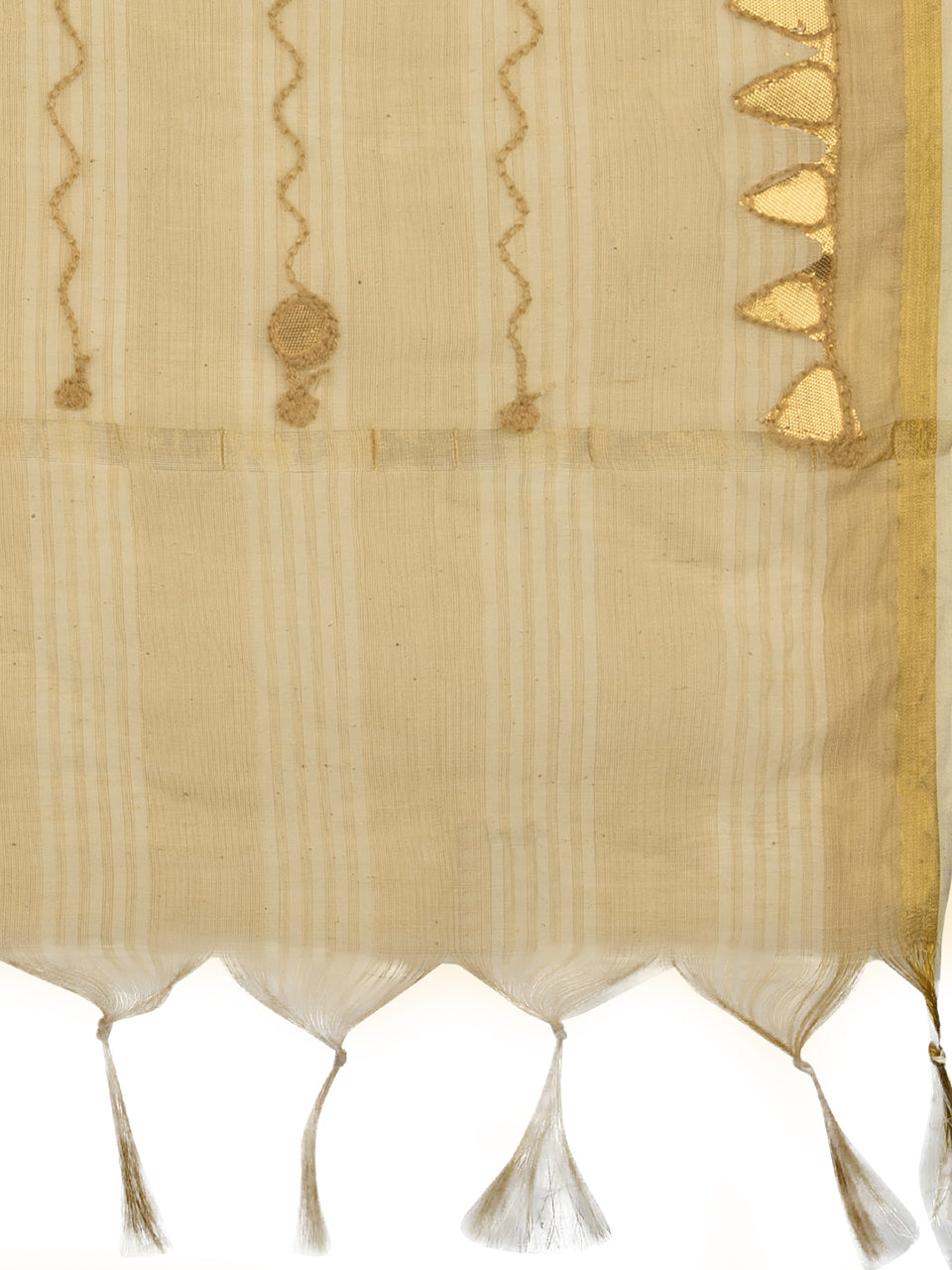 Beige Cotton Dupatta with Gotta Patti Work. freeshipping - Dupatta Bazaar