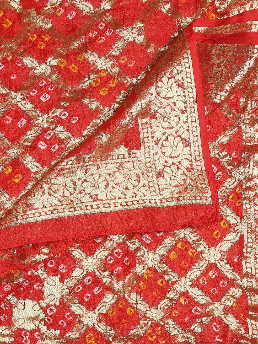 Silk Red Gharchola Bandhini Dupatta freeshipping - Dupatta Bazaar