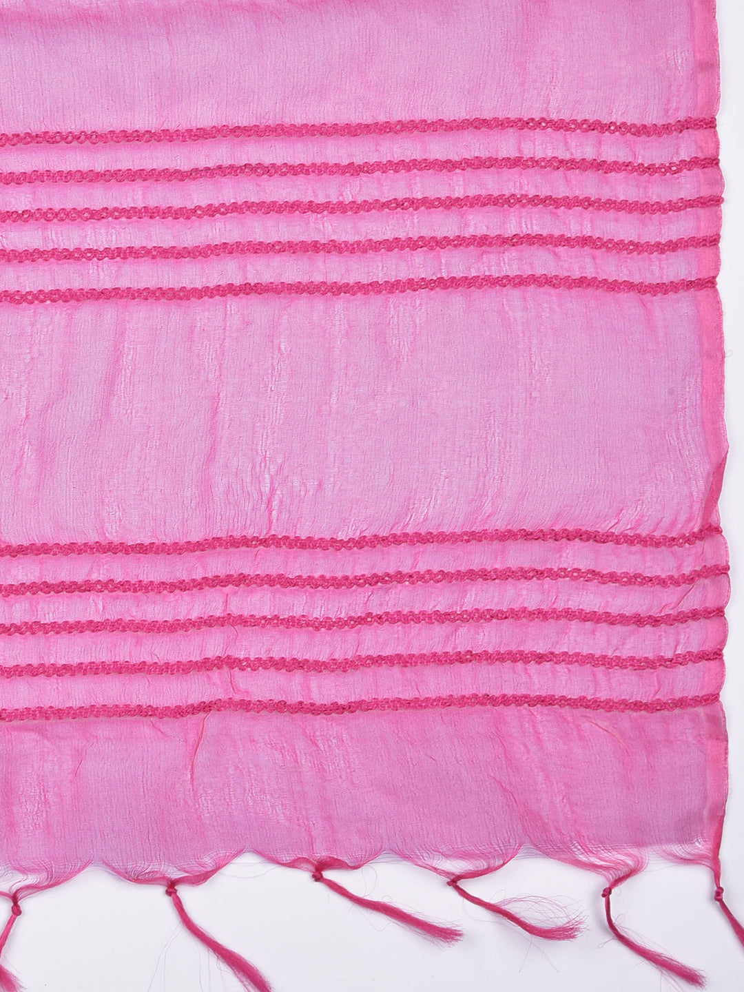 Dupatta Bazaar Woman's Woven Pink Organza Dupatta - Dupatta Bazaar