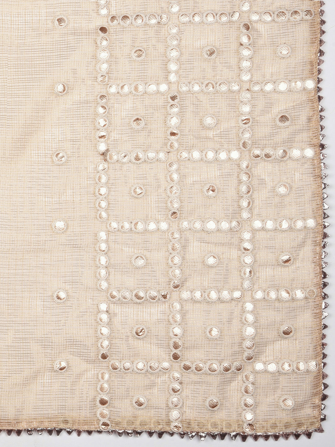 Dupatta Bazaar Woman's Gold Tissue Silk Dupatta embellished with mirror work. - Dupatta Bazaar