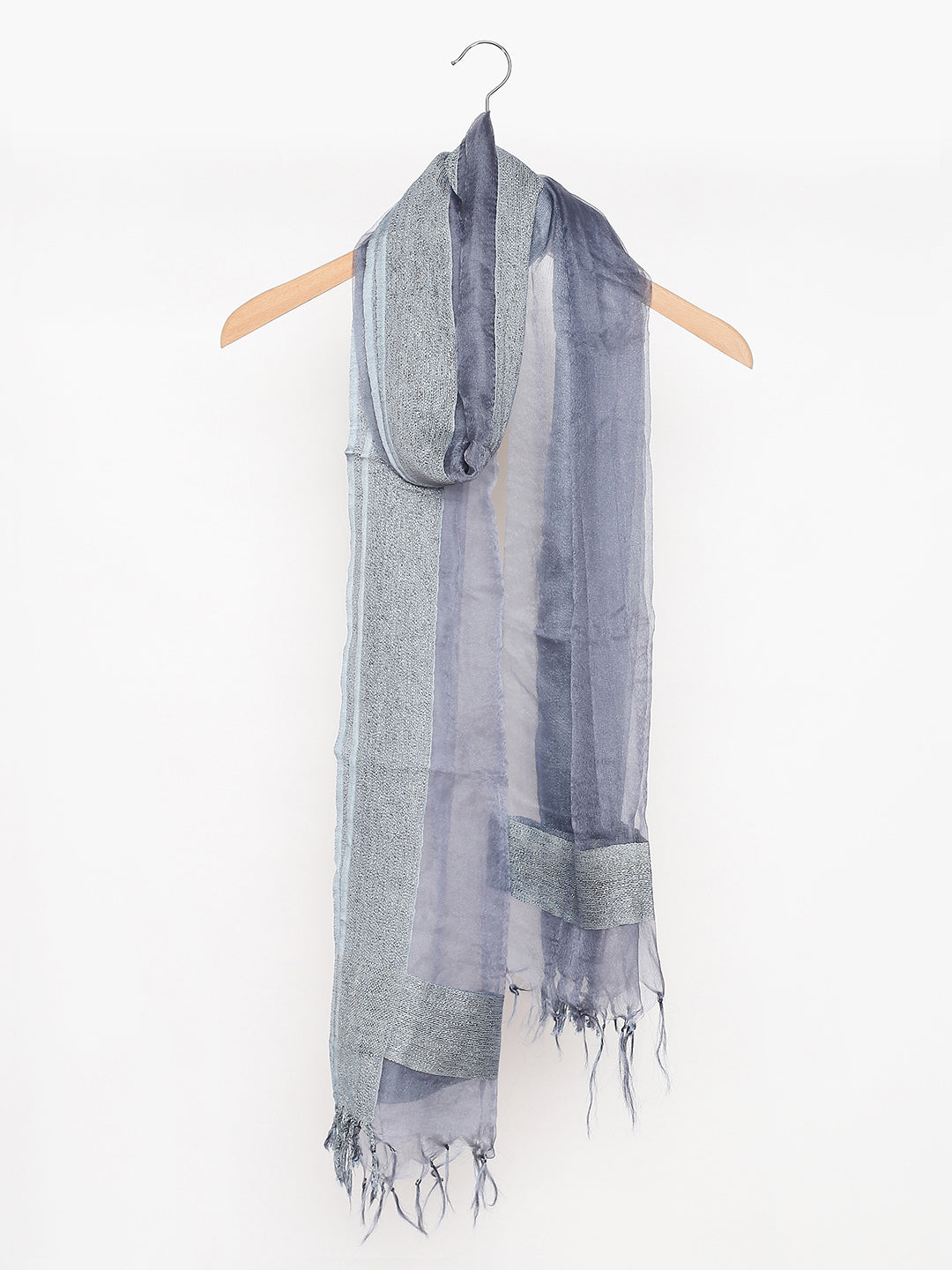 Men's Grey Organza Dupatta. freeshipping - Dupatta Bazaar