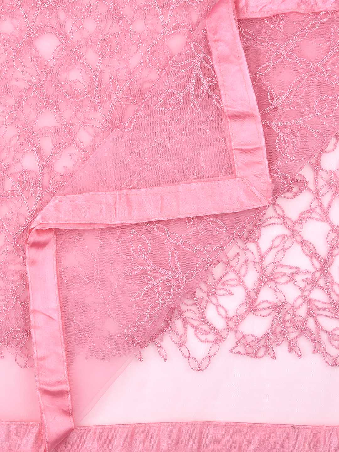Light Pink Embellished Net Dupatta freeshipping - Dupatta Bazaar