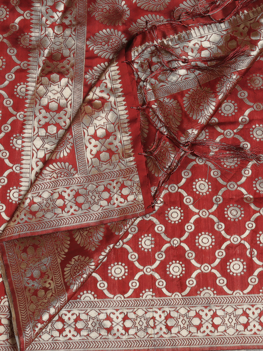 Maroon Banarasi Silk Dupatta with Bhandej design. freeshipping - Dupatta Bazaar