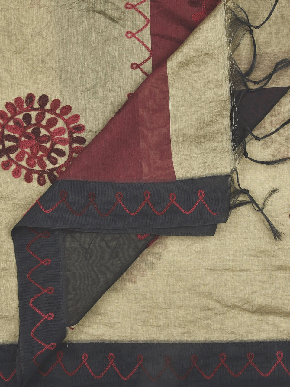 Embroidered Chanderi Silk Dupatta freeshipping - Dupatta Bazaar