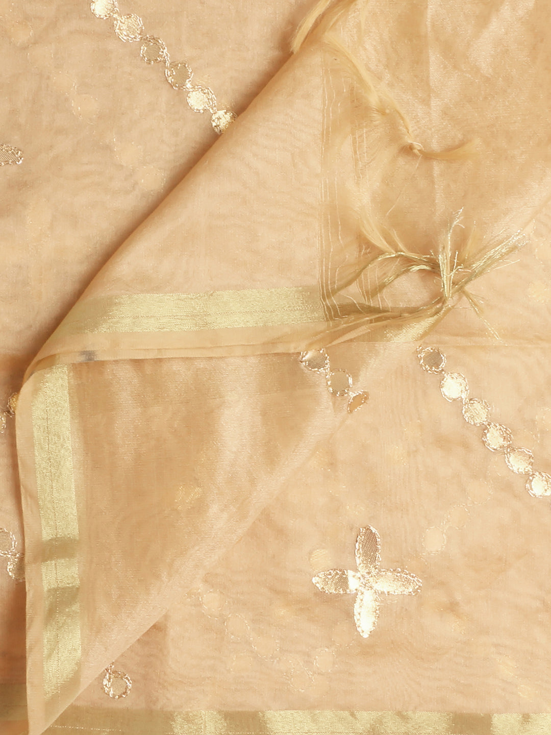 Dupatta Bazaar Woman's Gold Blended Silk Dupatta with Gotta Patti Work freeshipping - Dupatta Bazaar