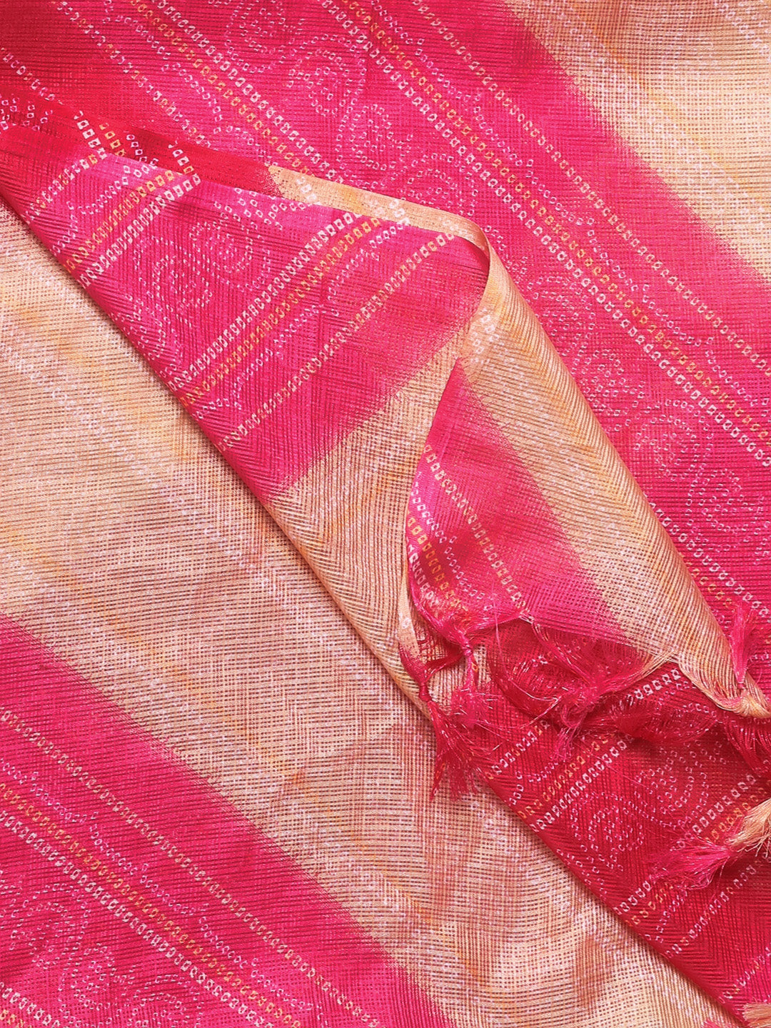 Digital Printed Pink & Beige Bandhini Kota Doria Dupatta freeshipping - Dupatta Bazaar
