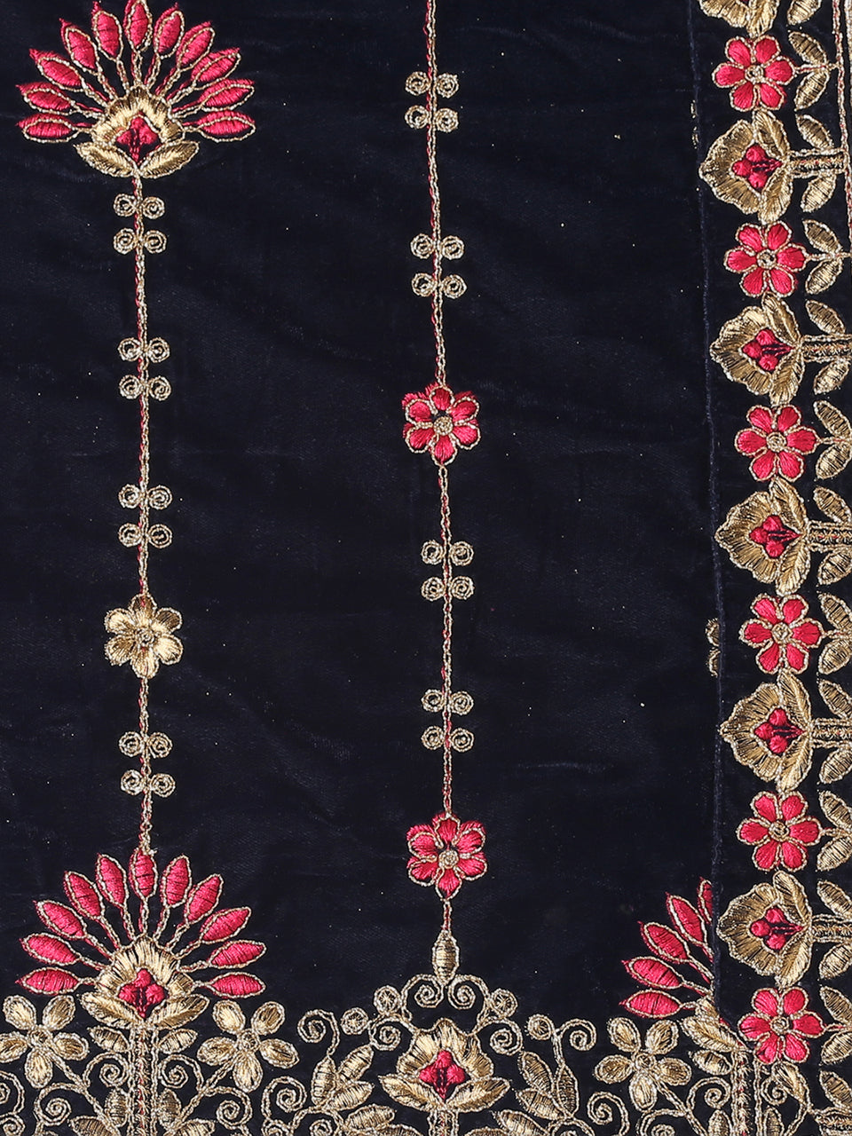 Men's Navy Blue Velvet Dupatta. freeshipping - Dupatta Bazaar