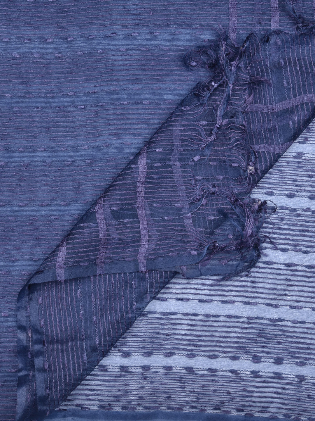 Dupatta Bazaar Woman's Navy Blue Woven Organza Dupatta - Dupatta Bazaar
