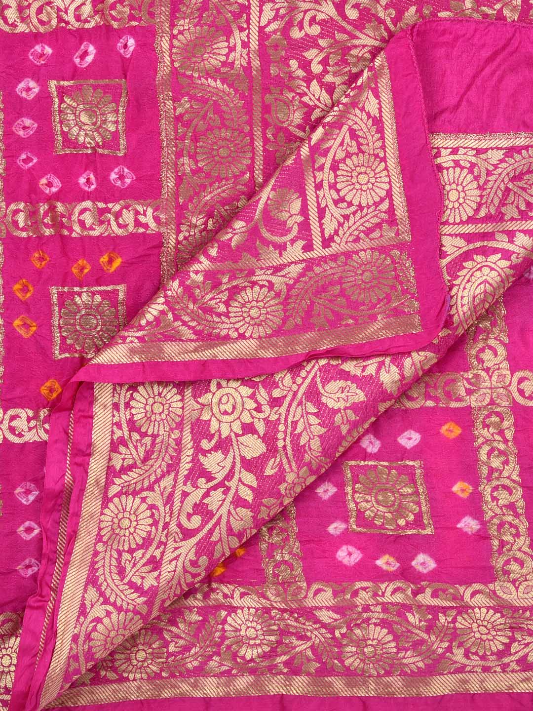 Pink Banarasi Bandhej Gharchola Silk Dupatta freeshipping - Dupatta Bazaar