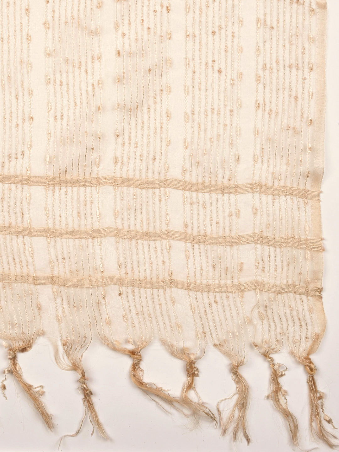 Dupatta Bazaar Woman's Cream Woven Organza Dupatta - Dupatta Bazaar
