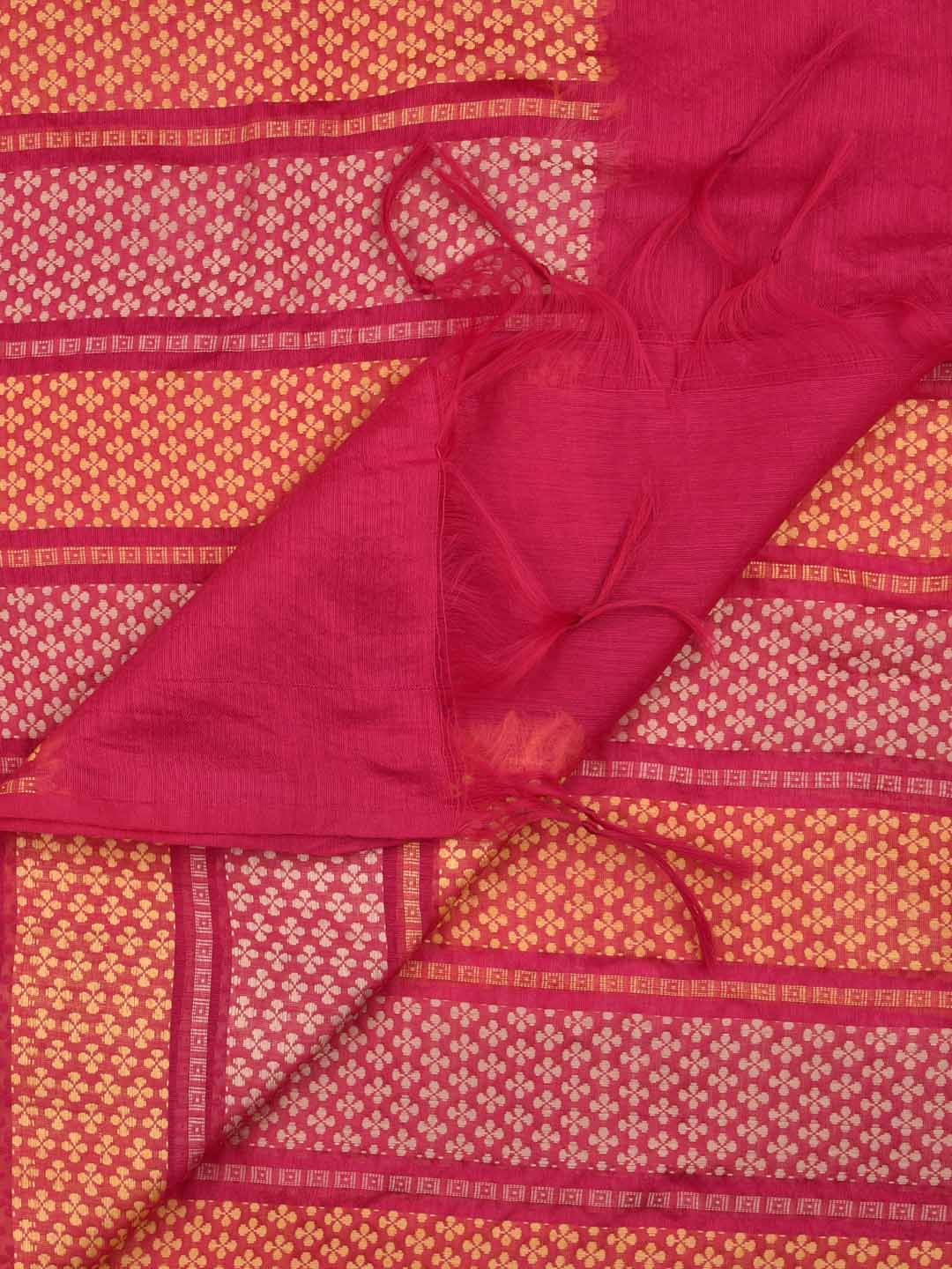 Woven Rani Pink & Yellow Striped Cotton Chanderi Dupatta. freeshipping - Dupatta Bazaar