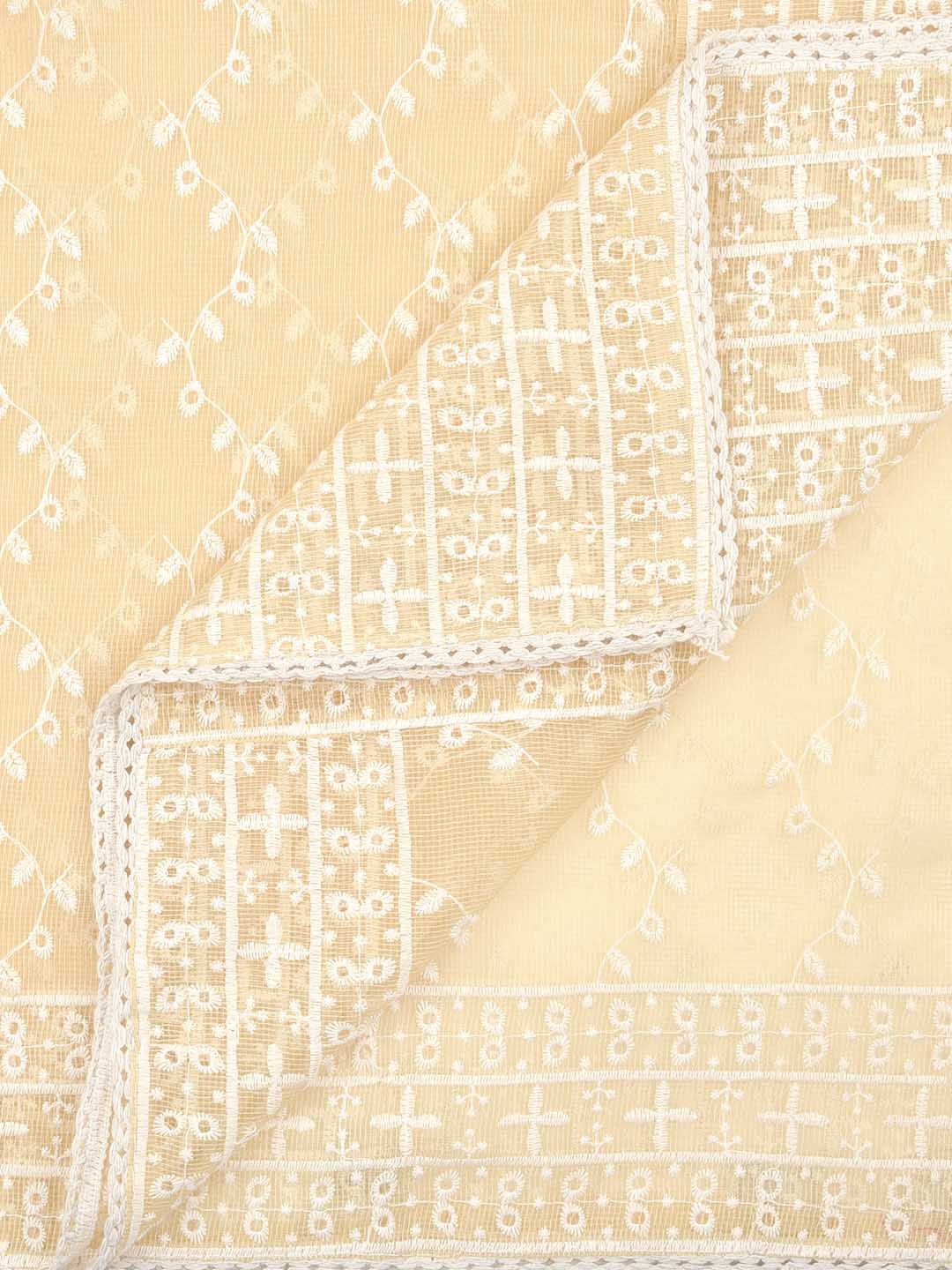 Women's Yellow Cotton Net Dupatta freeshipping - Dupatta Bazaar