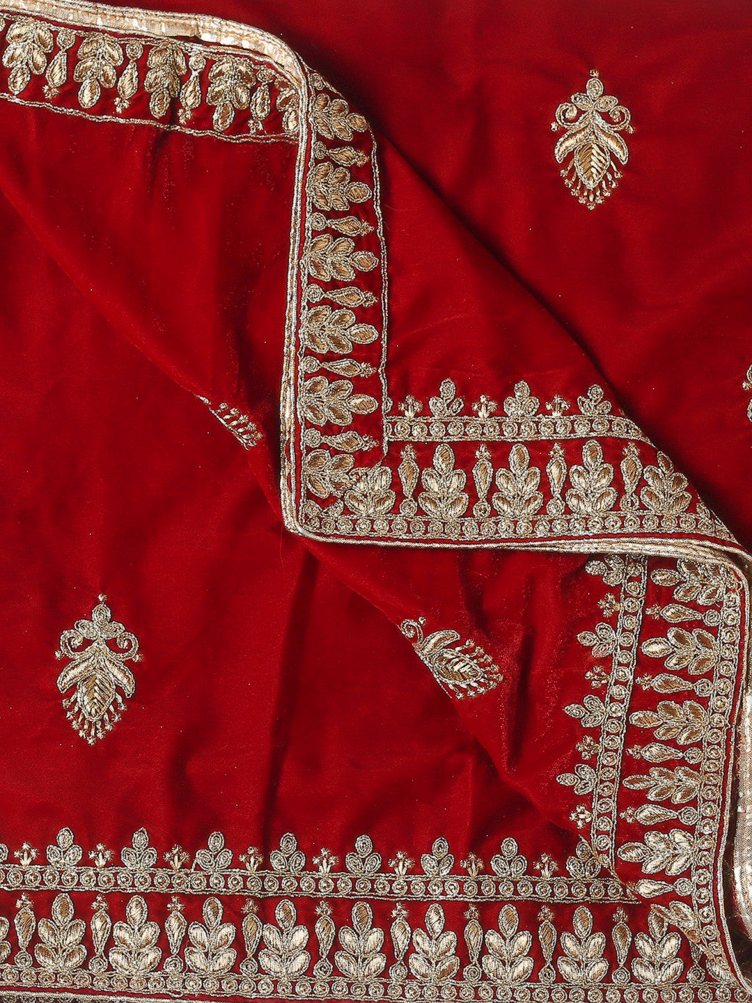 Men's Maroon Velvet Dupatta with Embroidered Gold Motifs. freeshipping - Dupatta Bazaar
