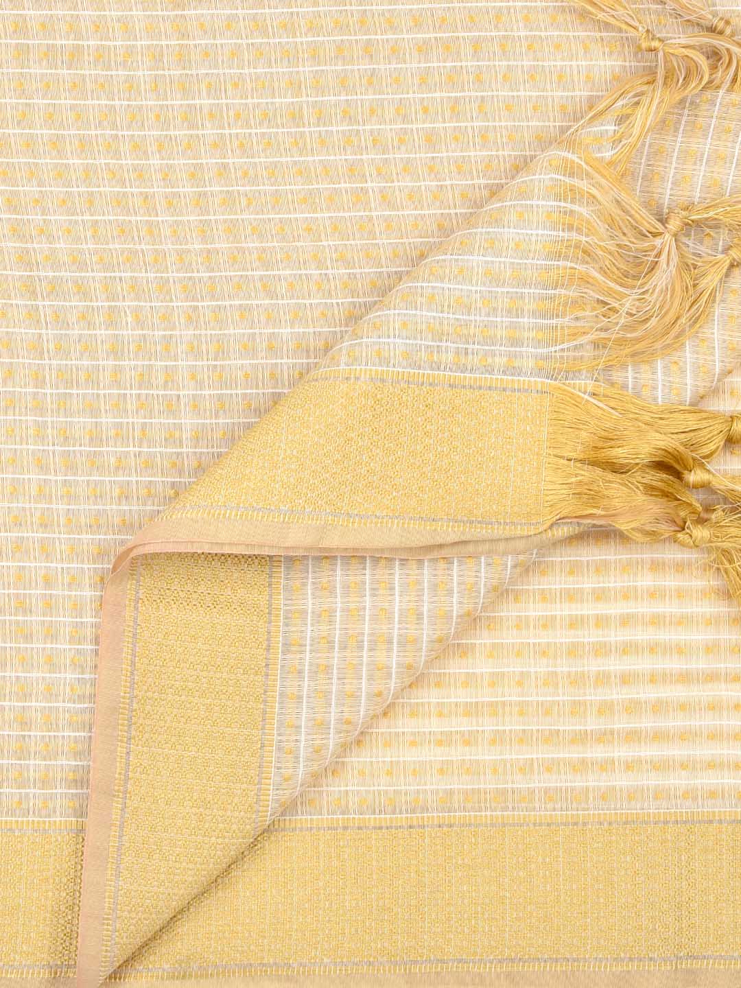 Woven Gold Checkered Cotton Chanderi Dupatta freeshipping - Dupatta Bazaar