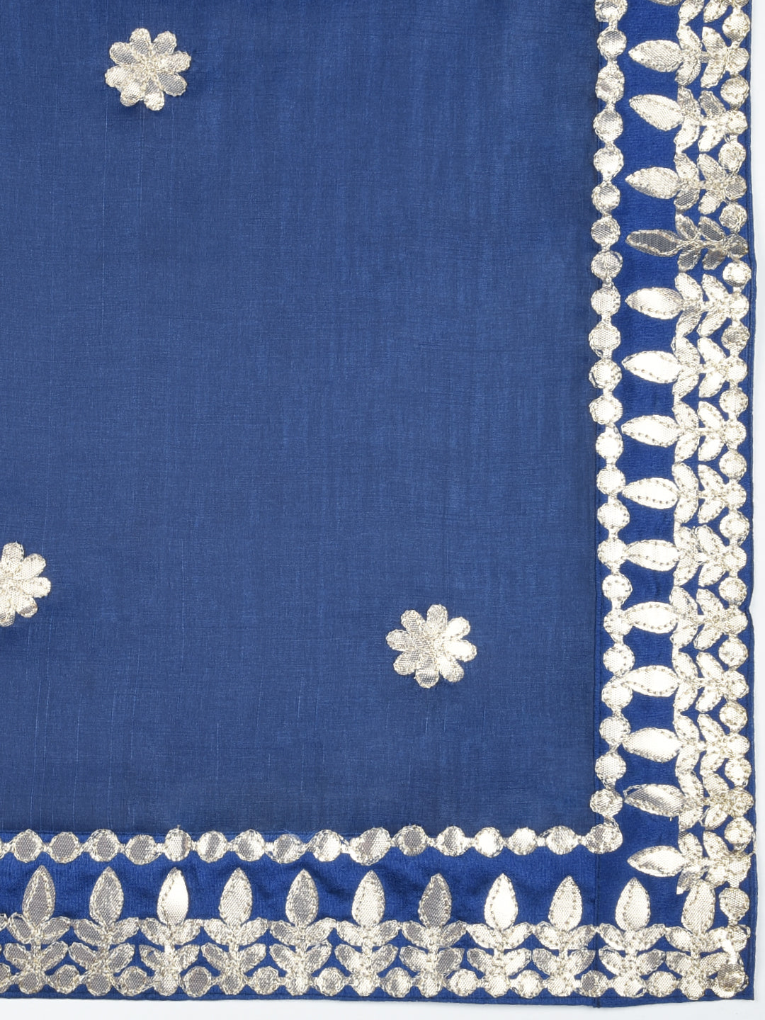 Dupatta Bazaar Woman's Blue Silk Dupatta with Gotta Patti Work. - Dupatta Bazaar