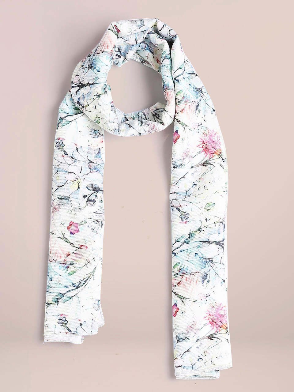 Cream & Multicolour  Printed Pashmina Scarf 