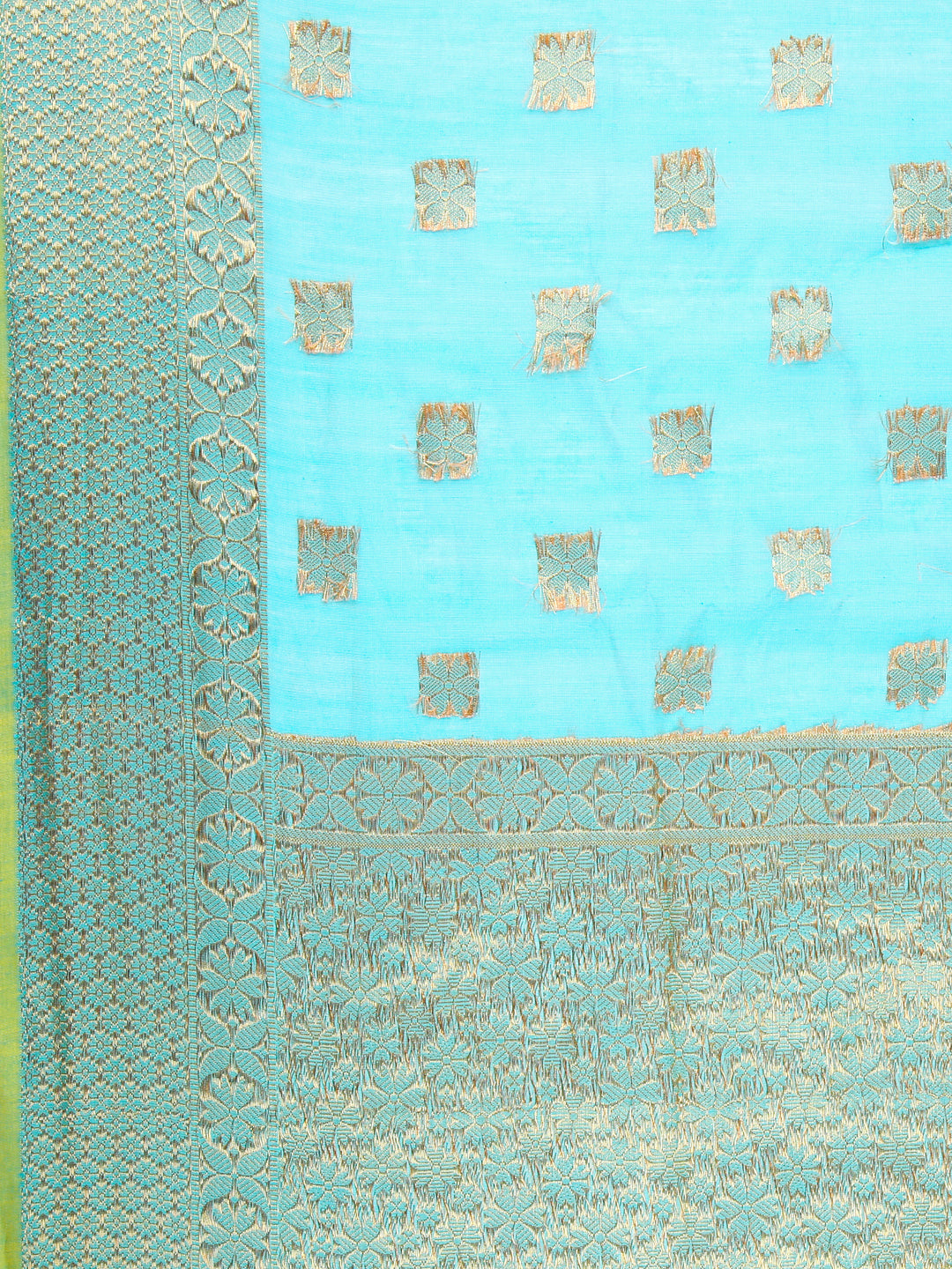 Dupatta Bazaar Women's Benarasi Silk Woven Blue & Gold dupatta - Dupatta Bazaar
