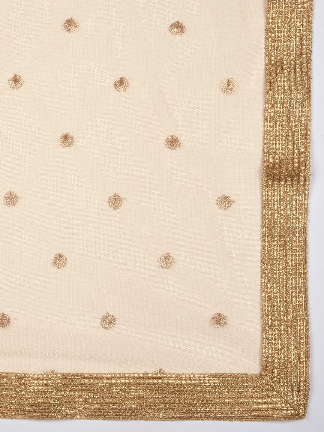 Dupatta Bazaar Woman's Gold Net Dupatta with Embroidered Motifs. - Dupatta Bazaar