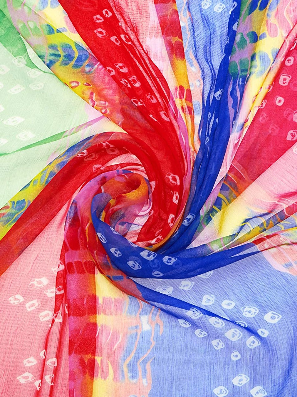 Multicoloured Printed Chiffon Dupatta freeshipping - Dupatta Bazaar