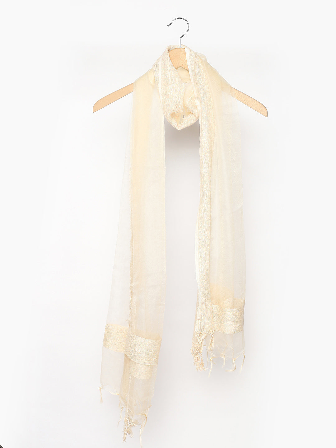 Men's Light Beige Organza Dupatta. freeshipping - Dupatta Bazaar