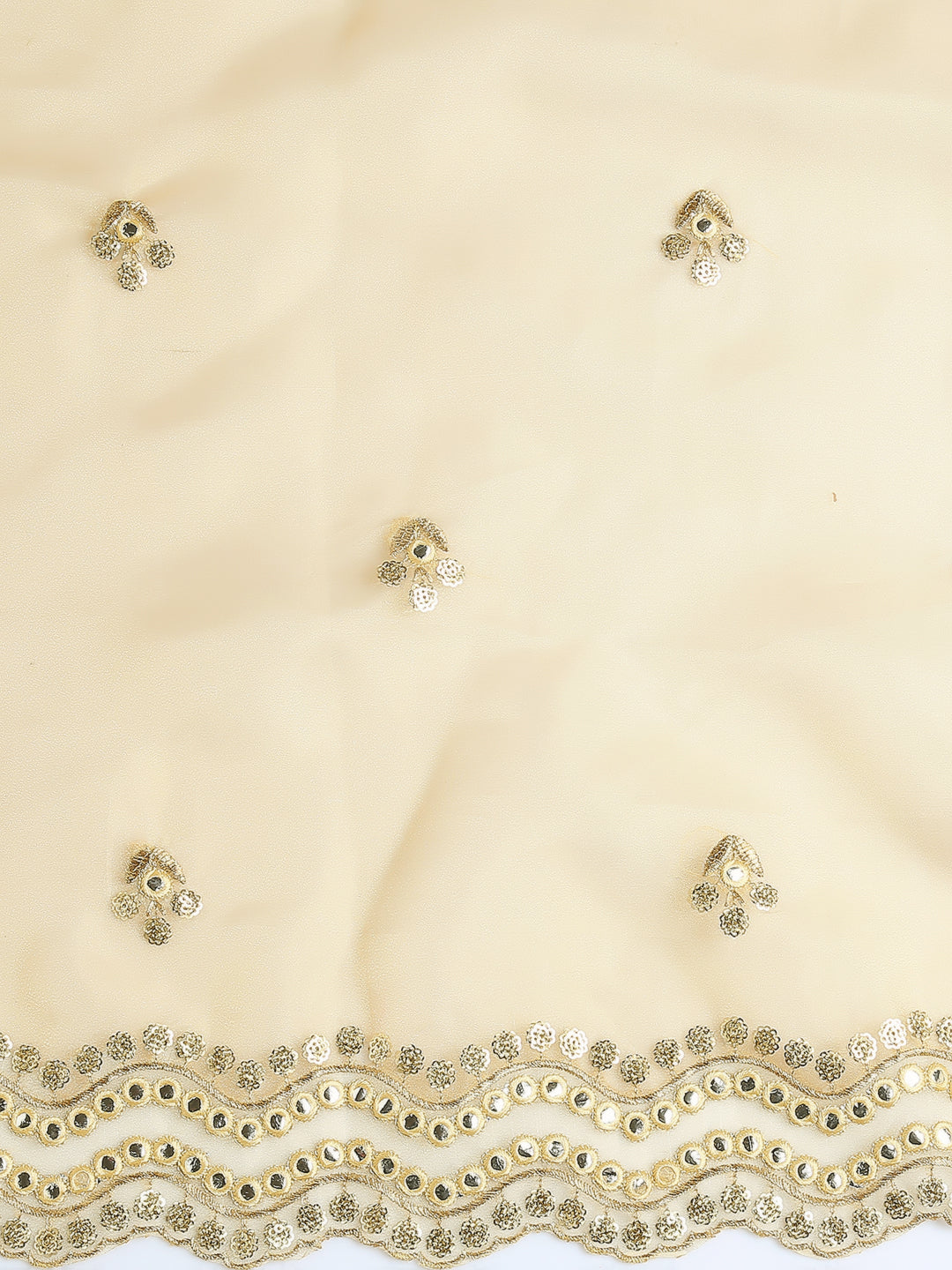 Embroidered Gold Glass Tissue Dupatta with Mirror Work freeshipping - Dupatta Bazaar