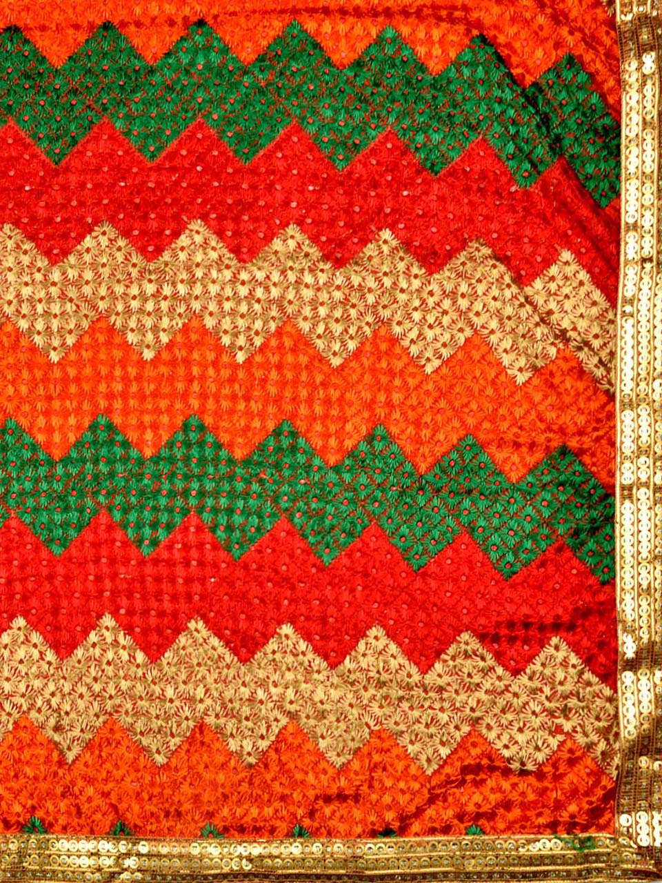 Multicolored Phulkari Embroidered Chiffon Dupatta. freeshipping - Dupatta Bazaar
