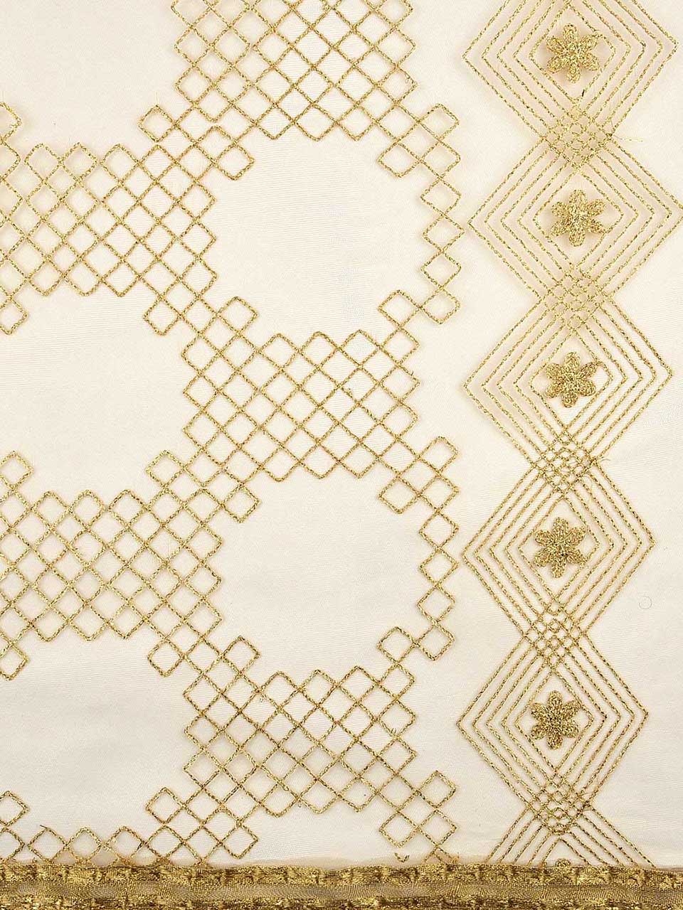 Embellished Gold Net Dupatta freeshipping - Dupatta Bazaar