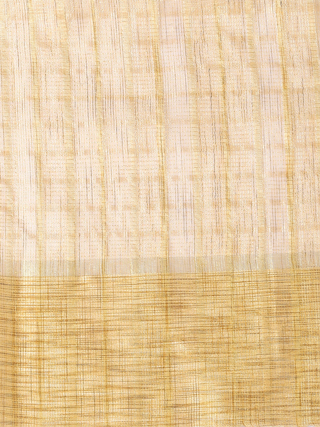 Gold Blended Silk Dupatta with Self checkered Pattern 