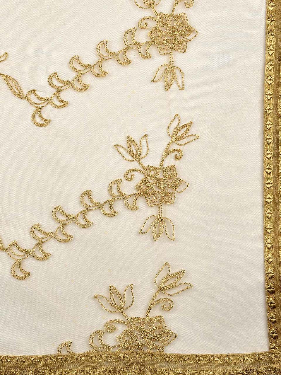 Embroidered Gold Net Dupatta freeshipping - Dupatta Bazaar
