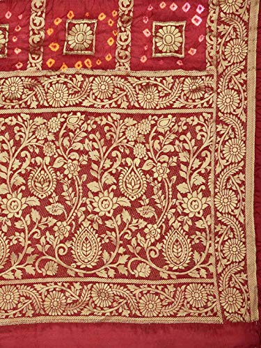 Maroon Banarasi Bandhani Gharchola Silk freeshipping - Dupatta Bazaar