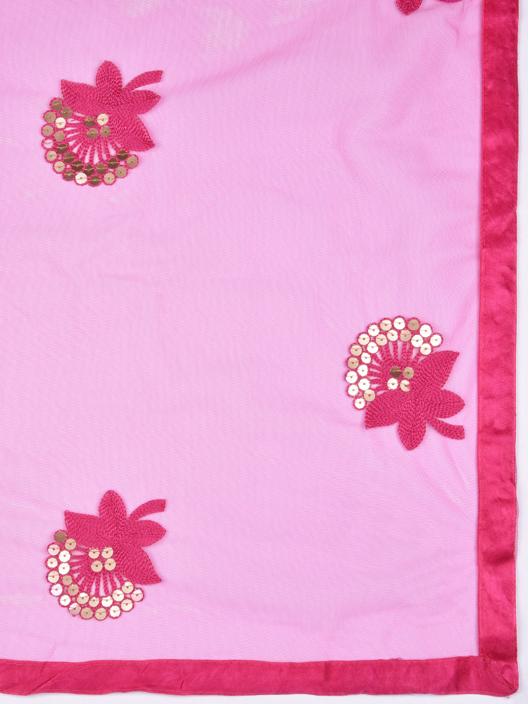 Dupatta Bazaar Woman's Embroidered Sequence Work Pink Net dupatta - Dupatta Bazaar