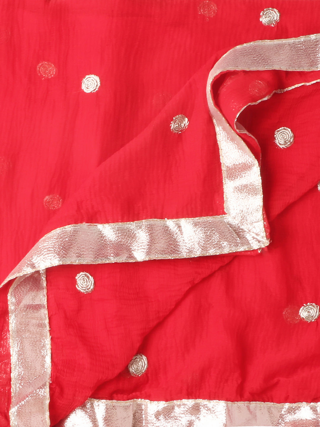 Red Chiffon Dupatta with Silver Embroidery freeshipping - Dupatta Bazaar
