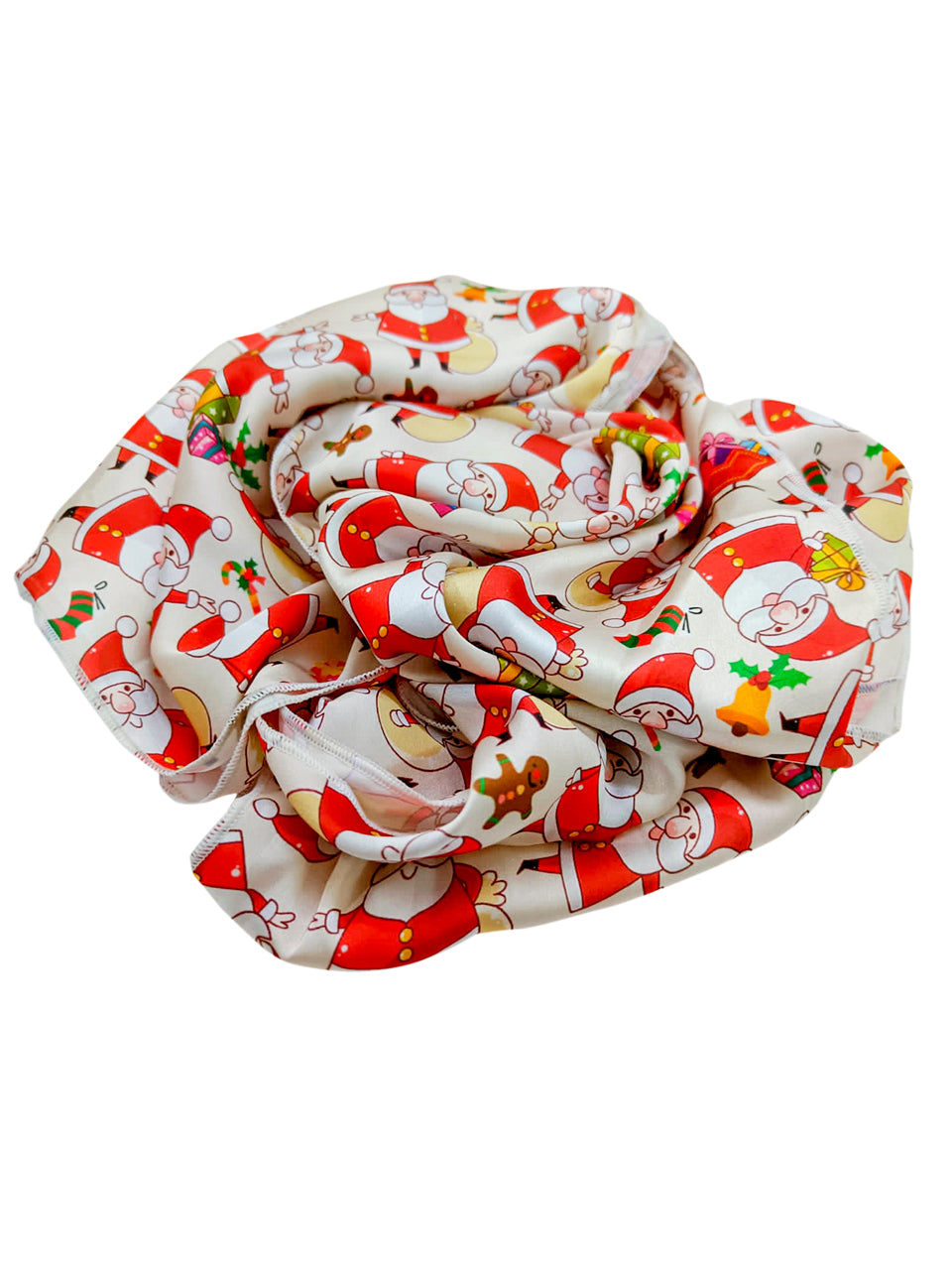 Printed Cream & Multicolor Satin Christmas Holiday Scarf/ Stole 
