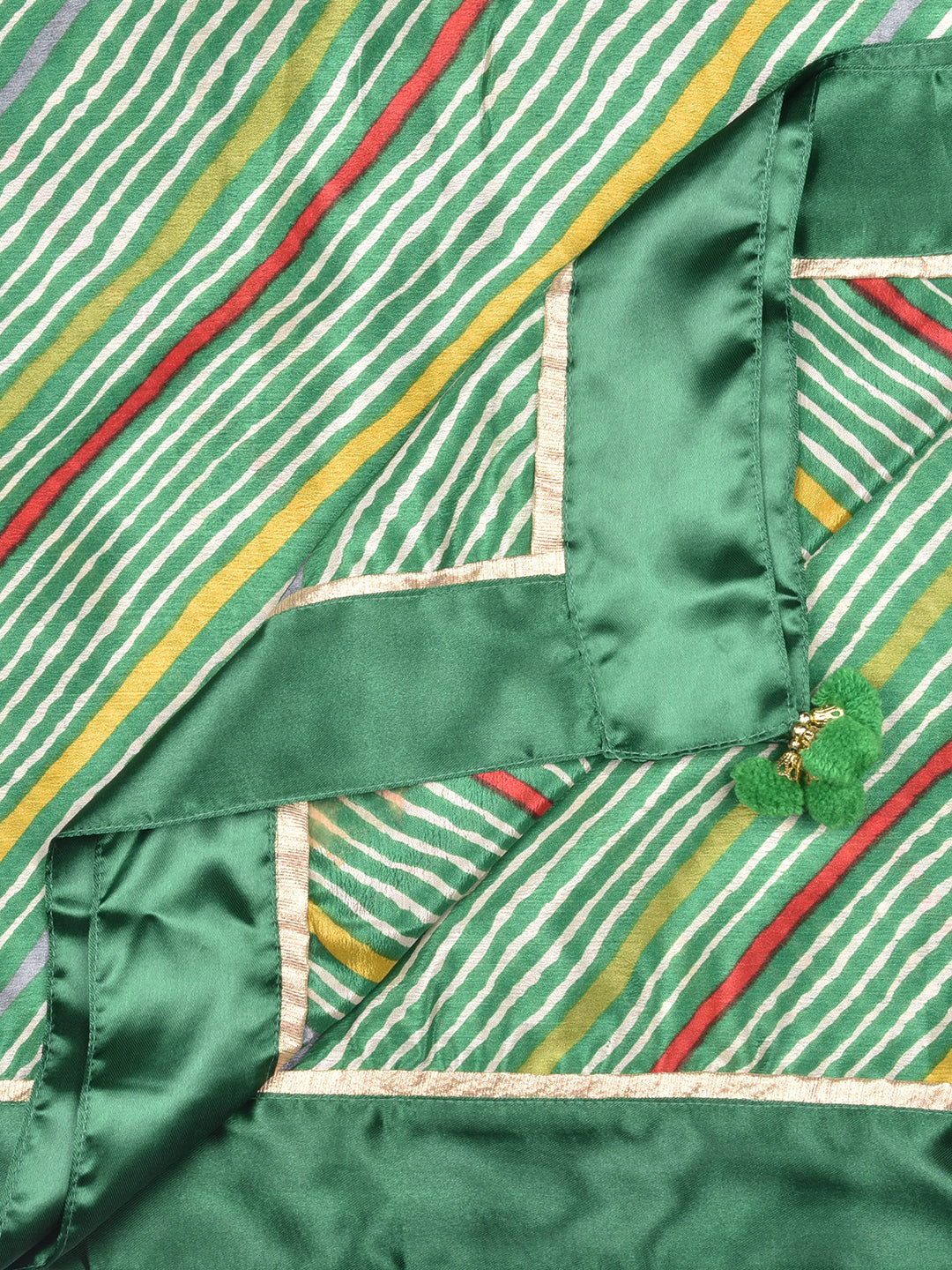 Dupatta Bazaar Woman's Lehariya Green Crepe Dupatta. - Dupatta Bazaar