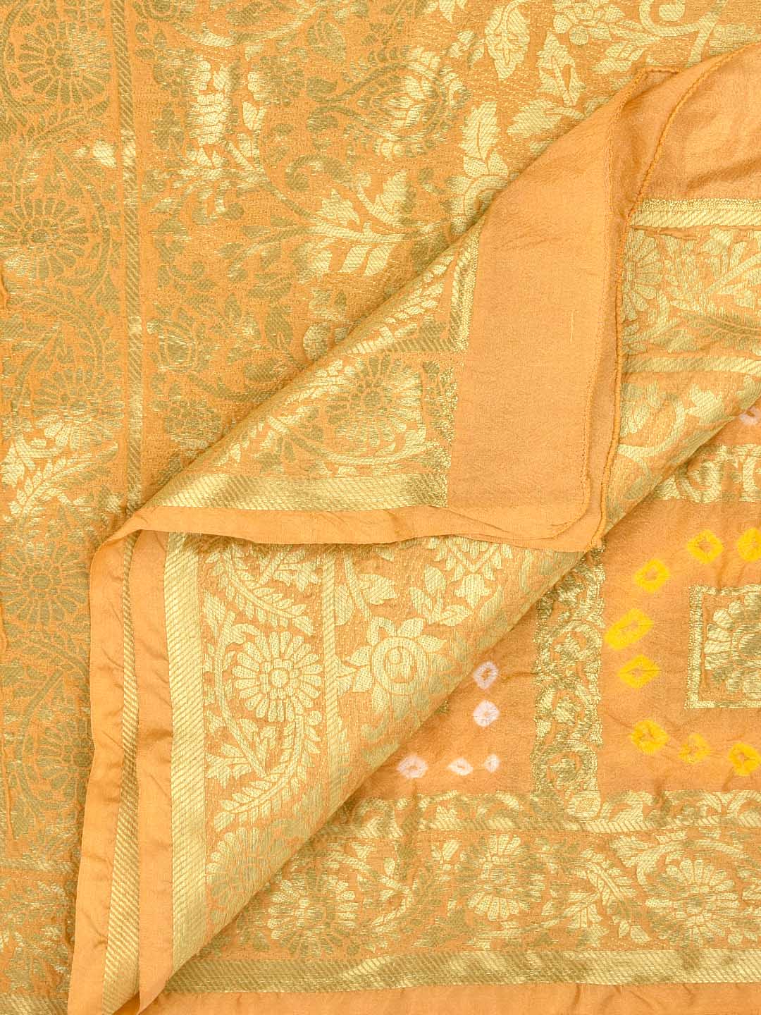 Beige Banarasi Bandhej Gharchola Silk Dupatta freeshipping - Dupatta Bazaar