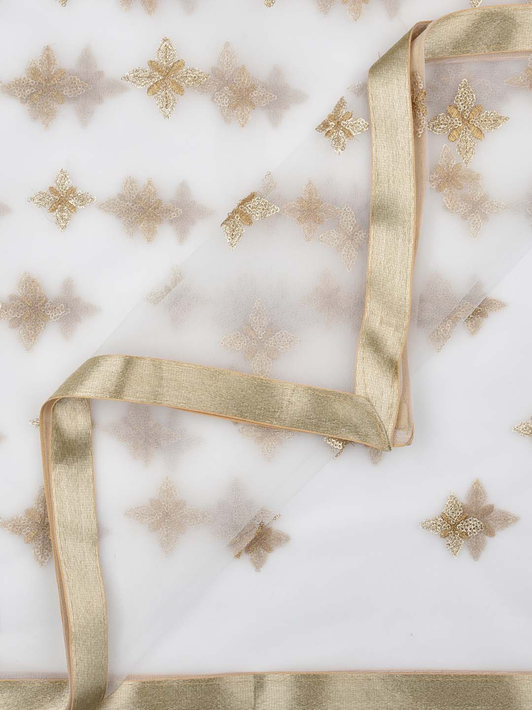White Net Dupatta with Sequins Work. freeshipping - Dupatta Bazaar