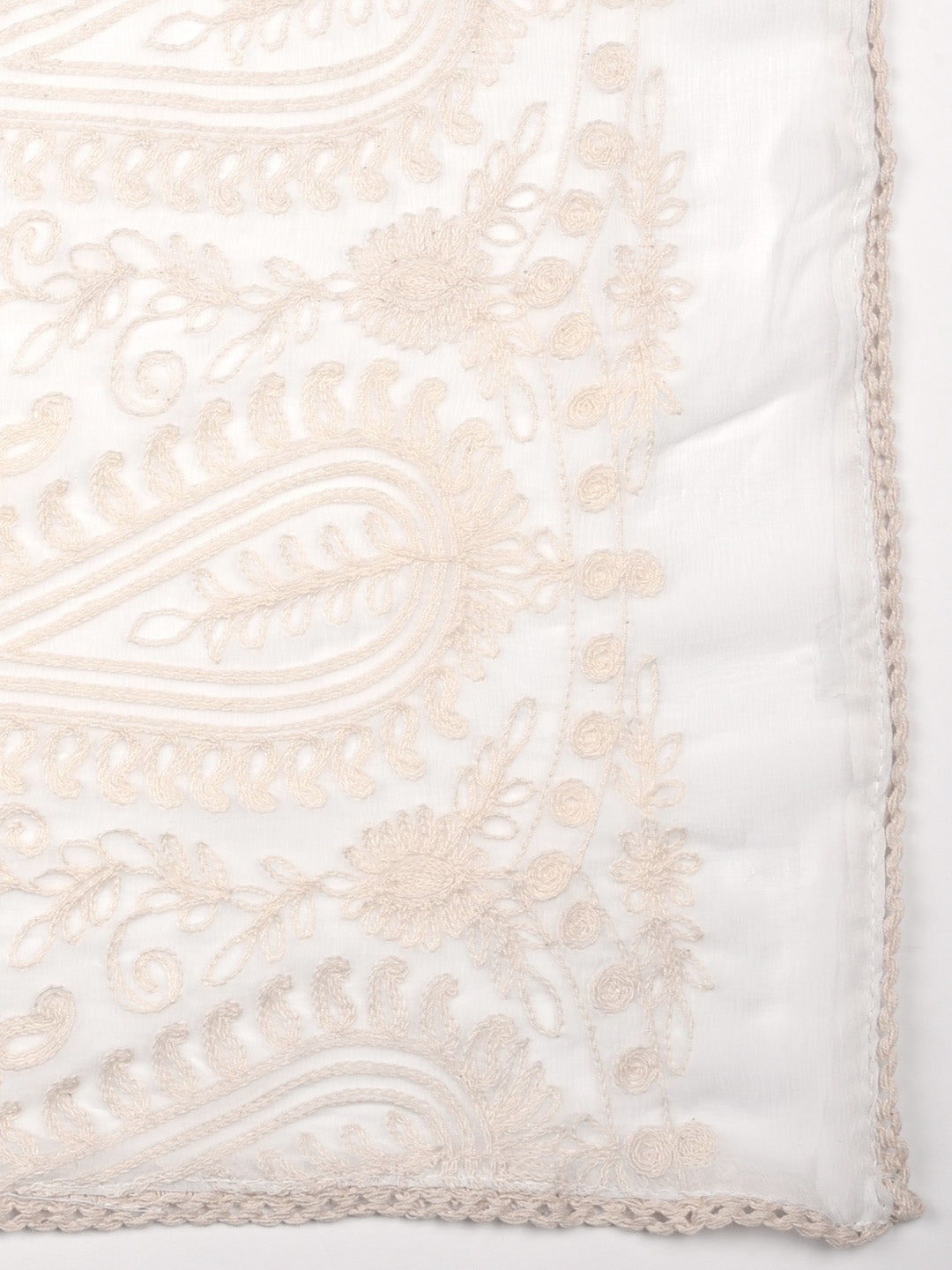 Dupatta Bazaar Woman's Embroidered White Chiffon Dupatta - Dupatta Bazaar
