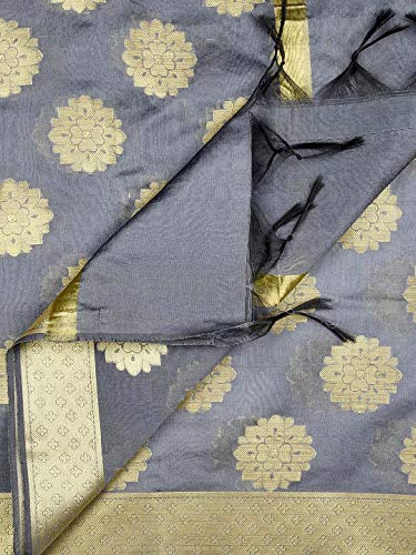 Men's Grey Banarasi Silk Dupatta freeshipping - Dupatta Bazaar