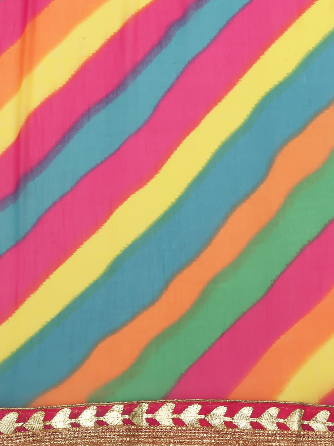 Georgette dupatta with Multi Colour Stripes and Gotta Patti border freeshipping - Dupatta Bazaar