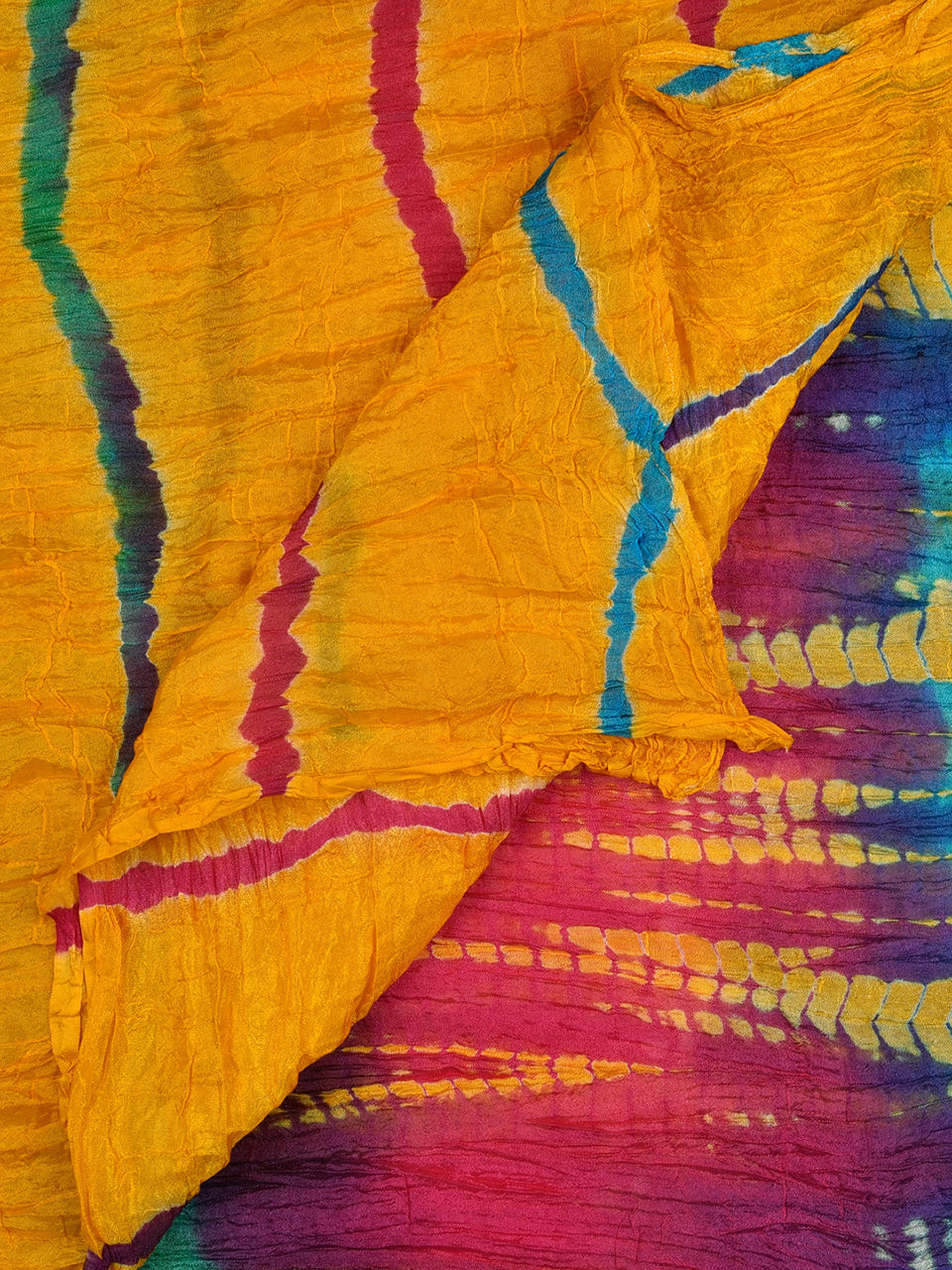 Yellow Multicoloured Blended Silk Dupatta freeshipping - Dupatta Bazaar
