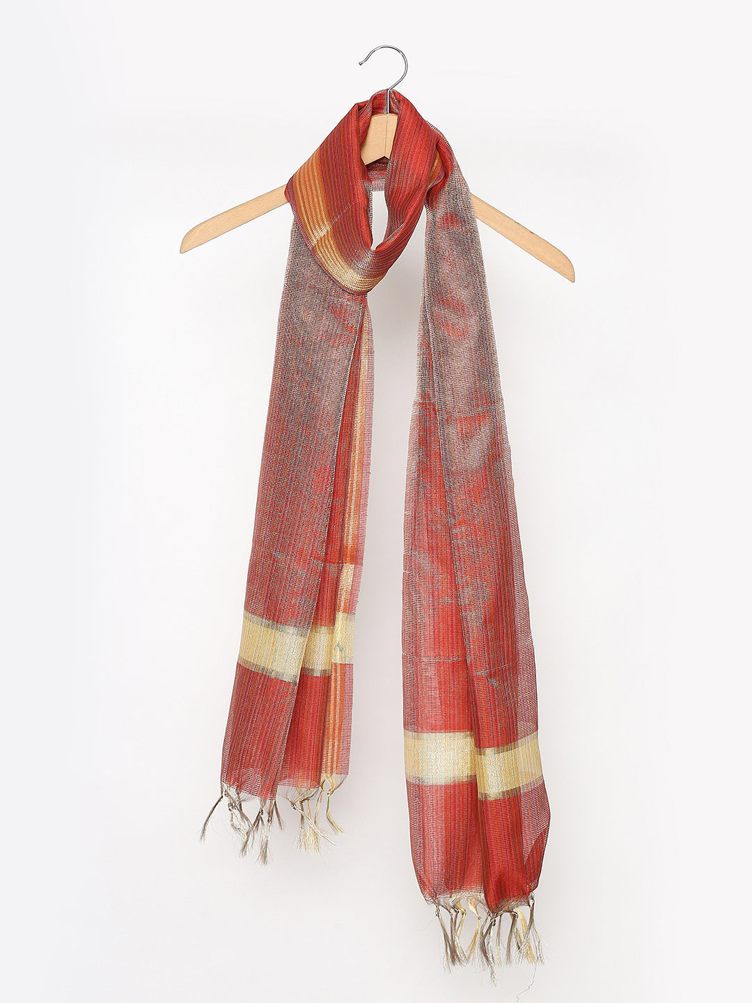 Men's Two Toned Red Silk Dupatta freeshipping - Dupatta Bazaar