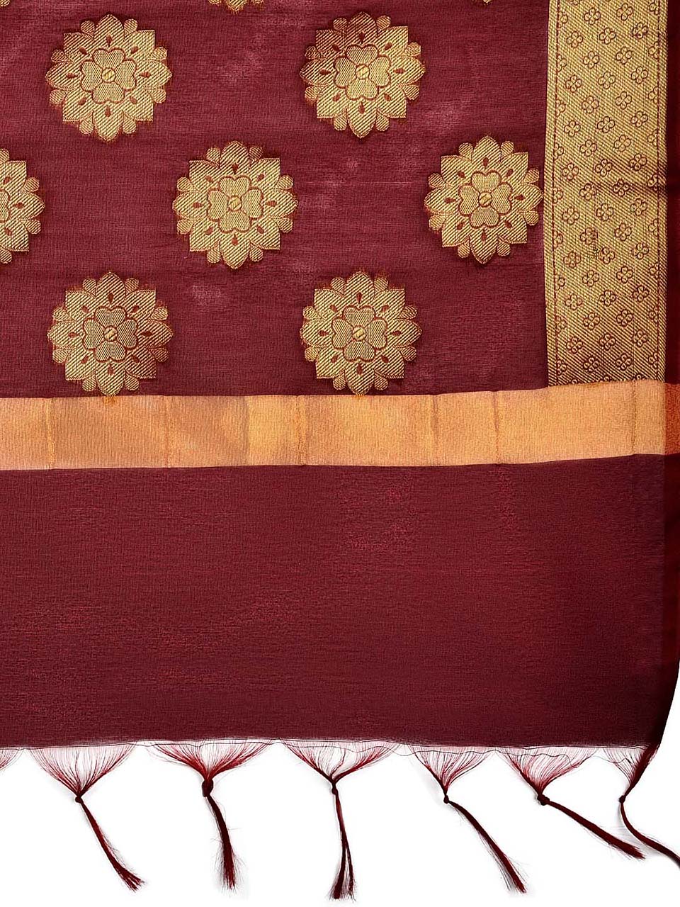 Maroon Banarasi Silk Dupatta. freeshipping - Dupatta Bazaar