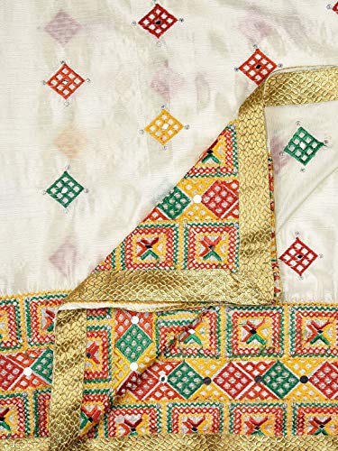 Men's White & Gold Phulkari Dupatta freeshipping - Dupatta Bazaar