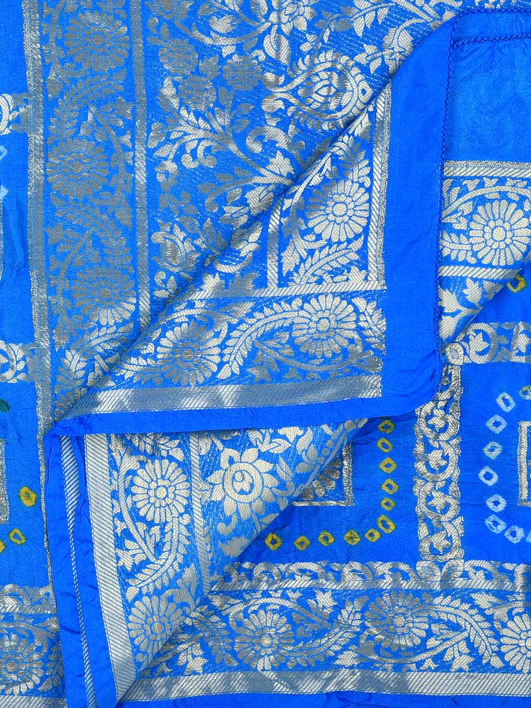 Turquoise Blue Banarasi Bandhej Gharchola Silk Dupatta freeshipping - Dupatta Bazaar