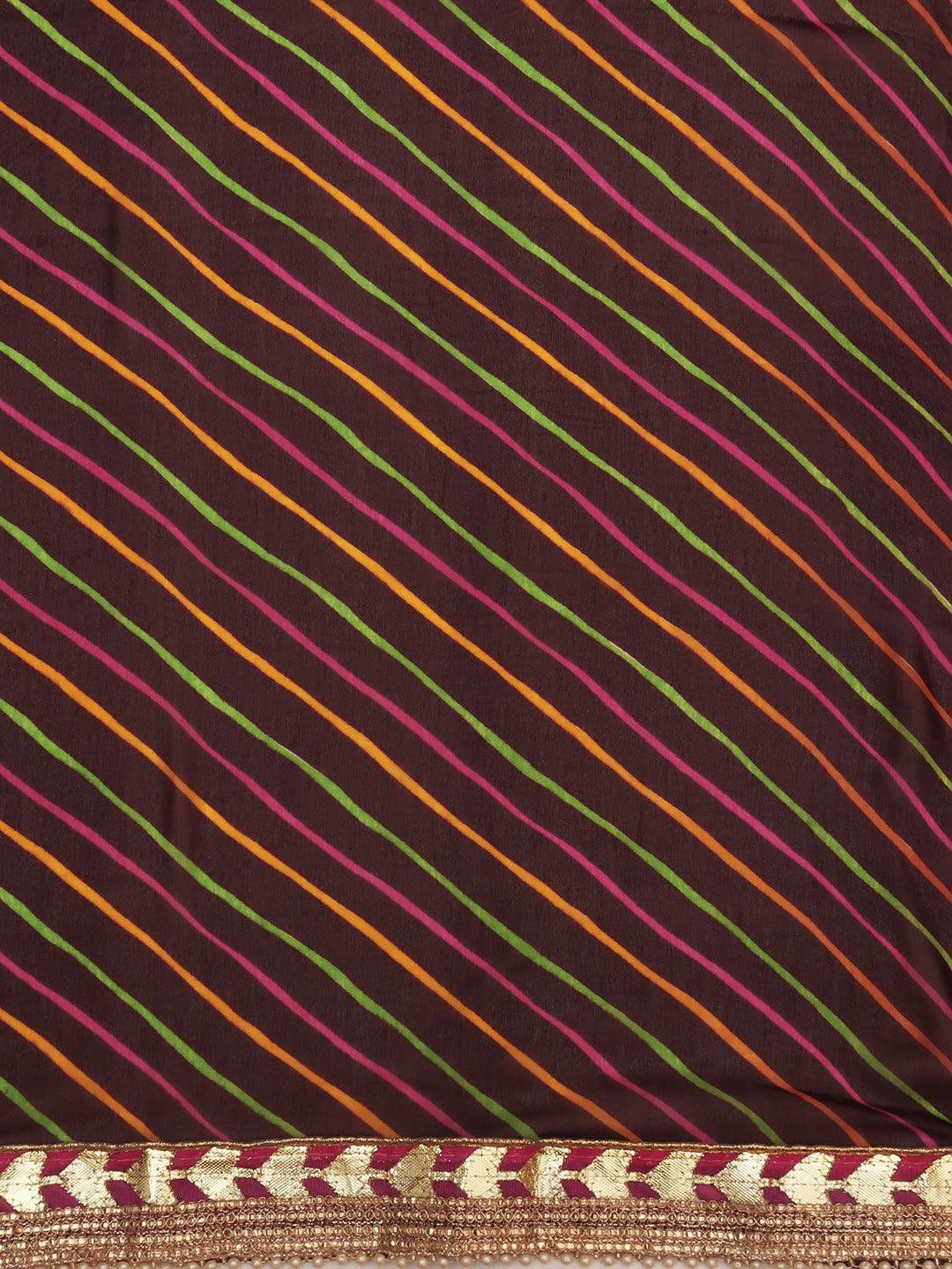 Georgette dupatta with Multi Colour Stripes  and Gotta Patti border freeshipping - Dupatta Bazaar