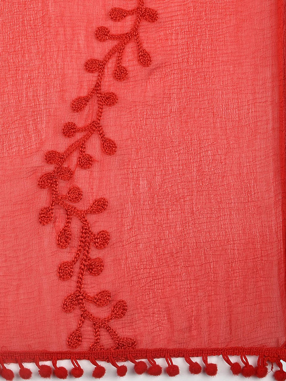 Red Embroidered Chiffon Dupatta. freeshipping - Dupatta Bazaar