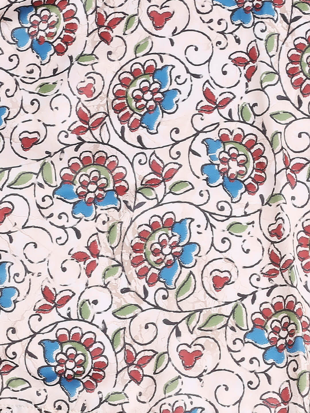 Beige & Multicolor Printed Satin Scarf